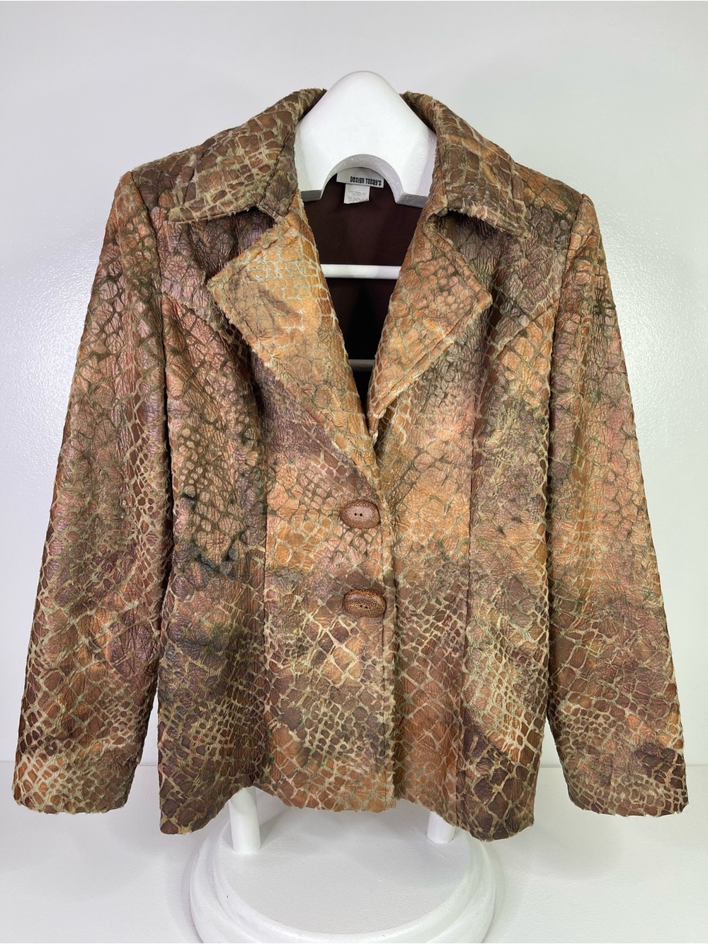 Title:
Design Today's Vintage Snake Print Burnout Velvet Blazer Jacket Women 1X